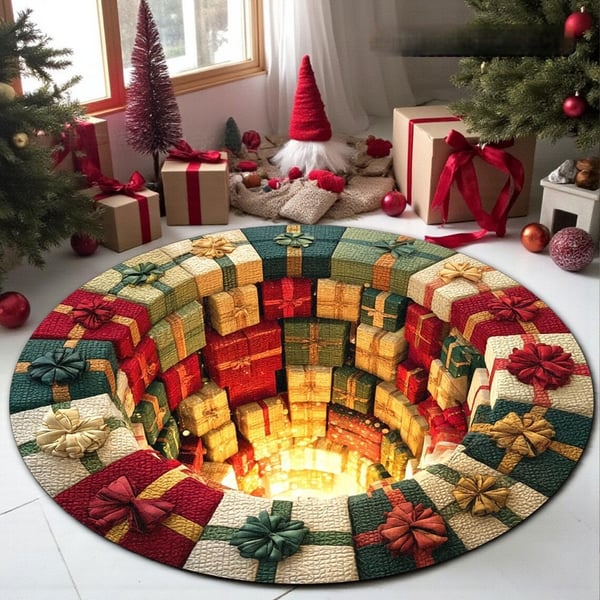 3D Optical Illusion Rug – Holiday Floor Decor