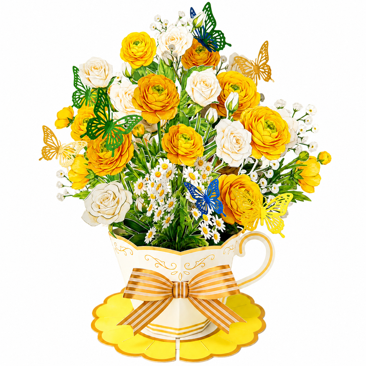 3D Pop-Up Teacup Flower Greeting Card Set