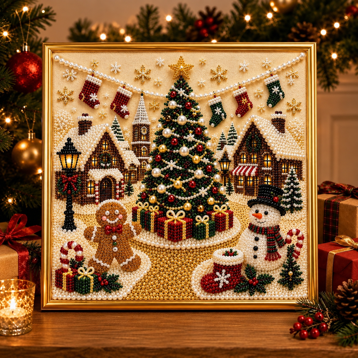 Christmas pearl art kit components