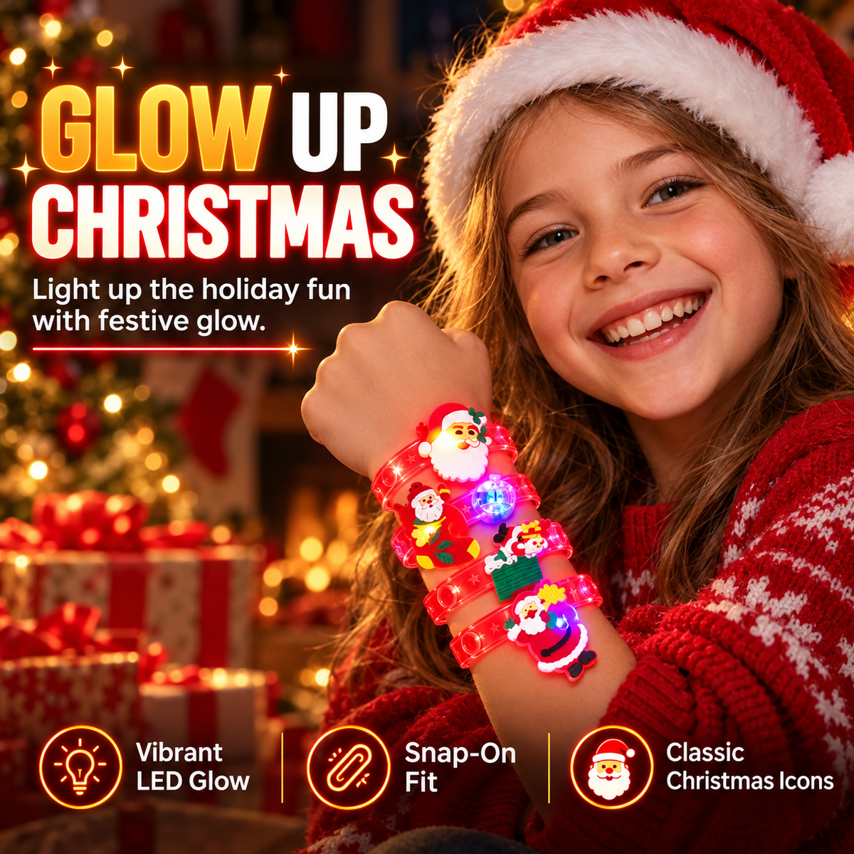 Kids Christmas LED Glow Bracelets — Light Up Their Holiday Fun