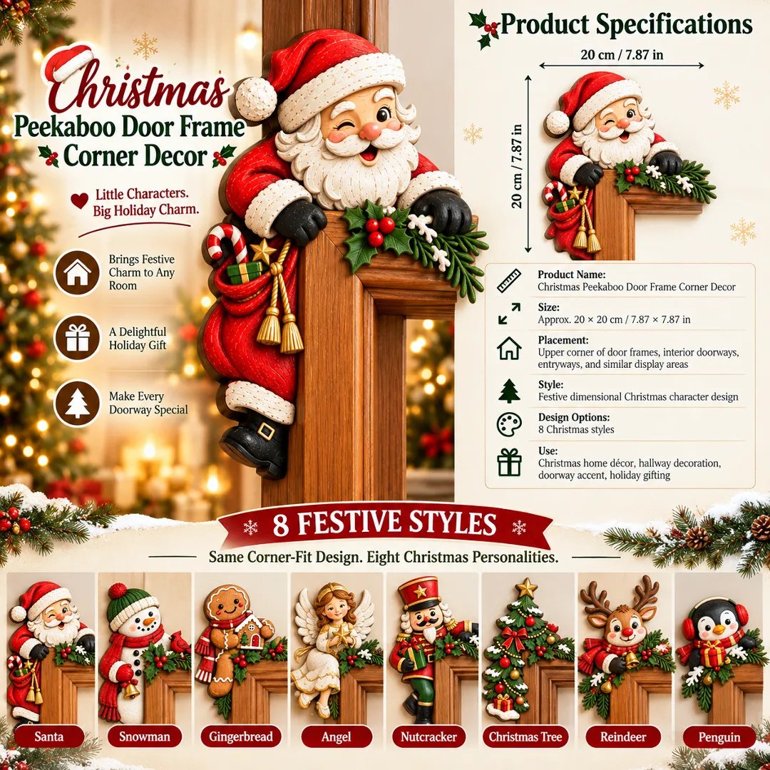 Christmas Peekaboo Door Frame Corner Decor