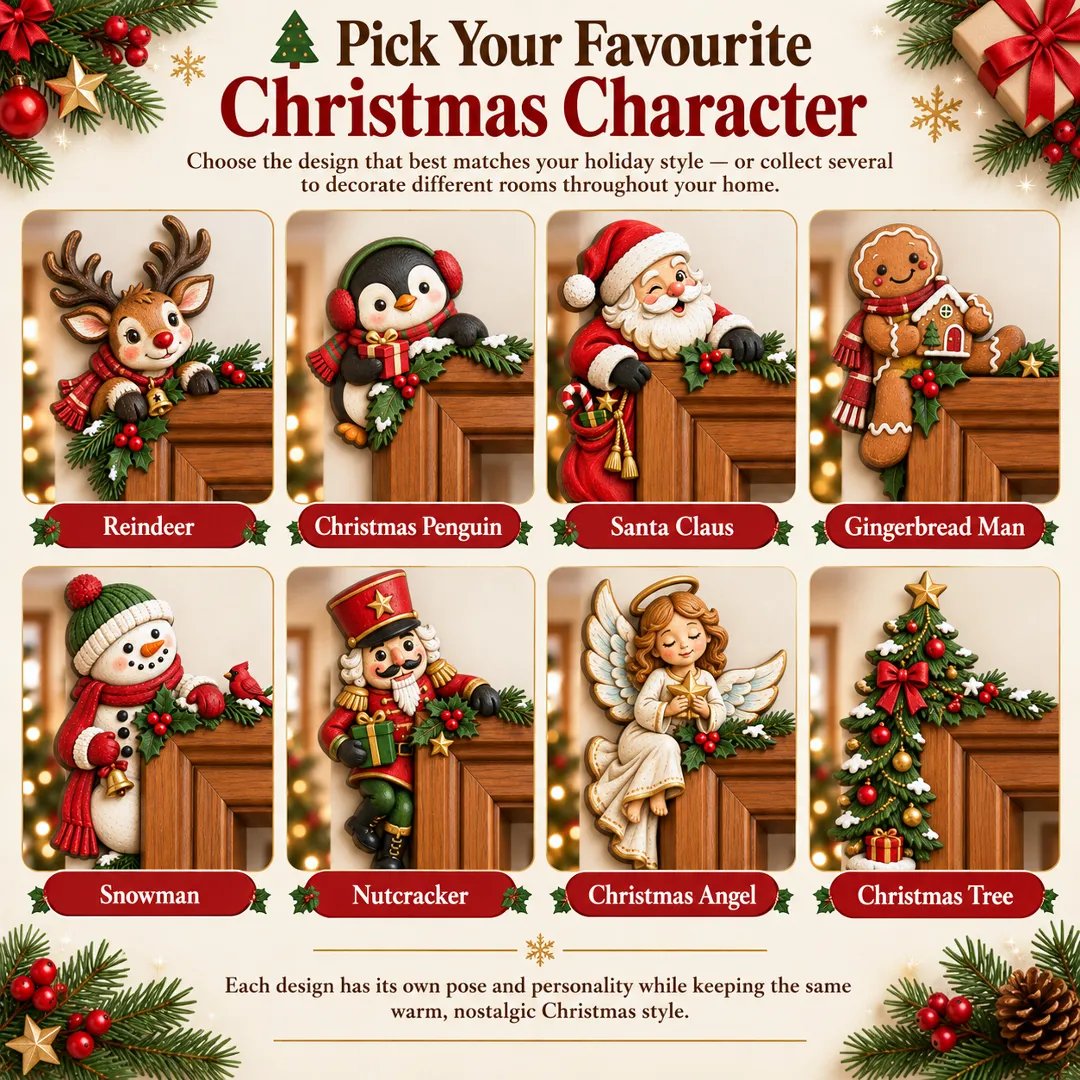 Christmas Peekaboo Door Frame Corner Decor