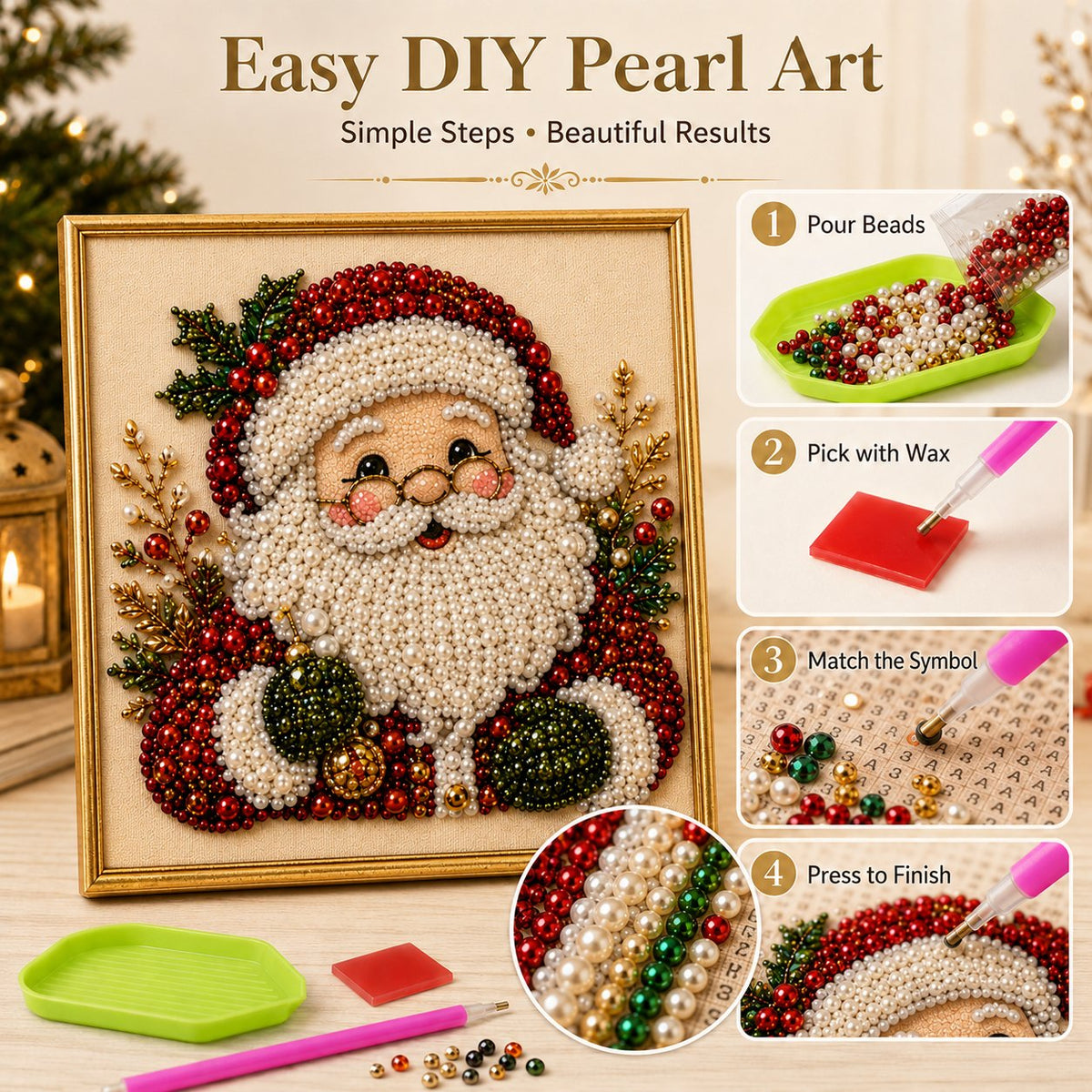 3D Christmas Pearl Art Kit – Create Your Own Holiday Decor