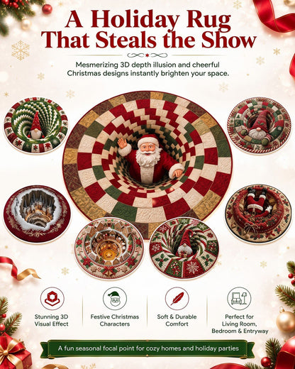 3D Optical Illusion Rug – Holiday Floor Decor