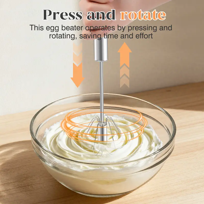 Whisk Faster. Skip the Wrist Work-Stainless Steel Semi-Automatic Whisk