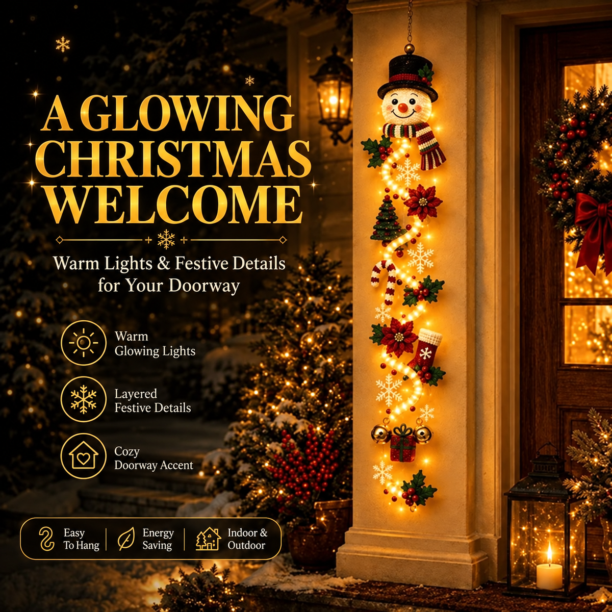 Light-Up Christmas Door Hanger