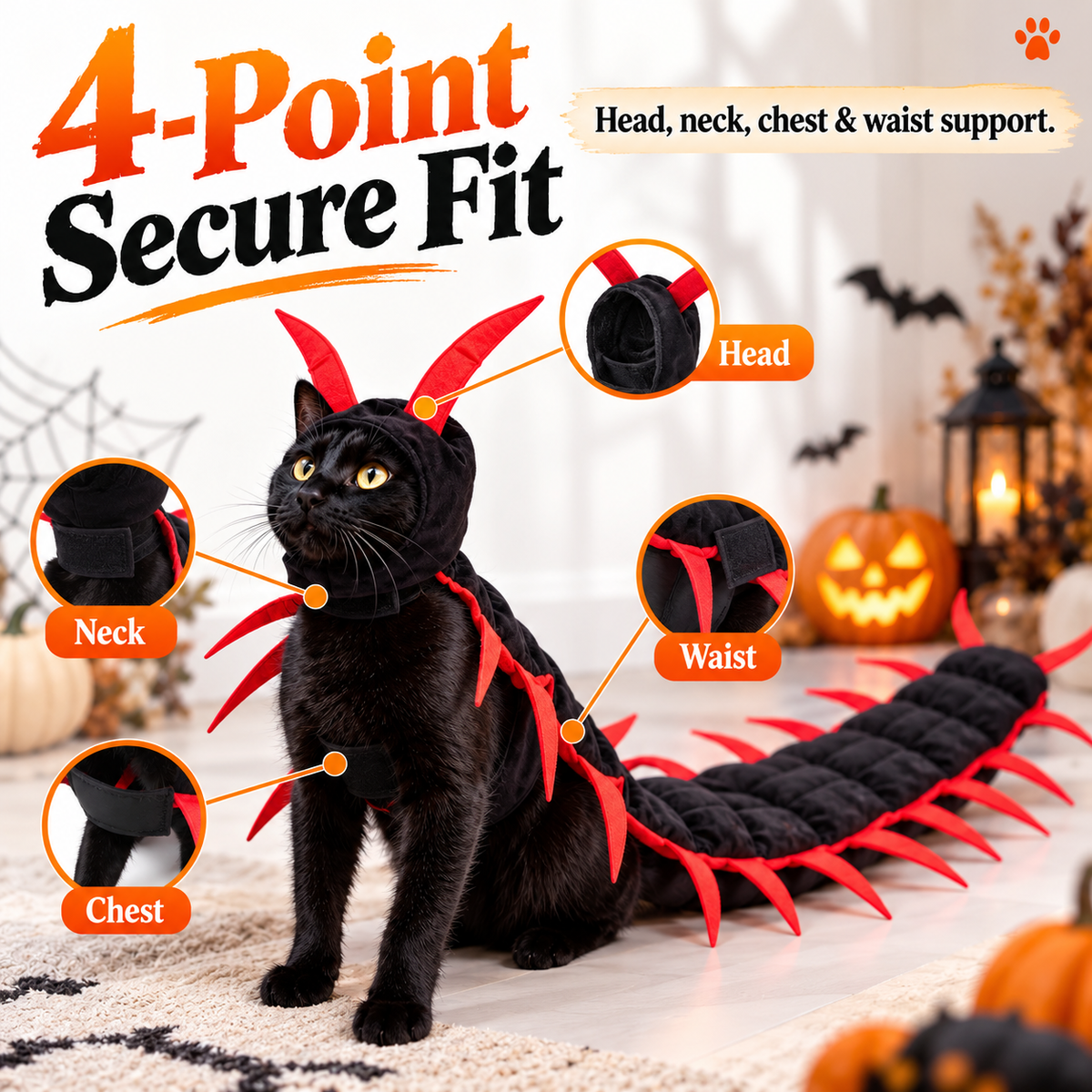 Creepy Centipede Pet Costume - Funny Halloween Outfit for Pets