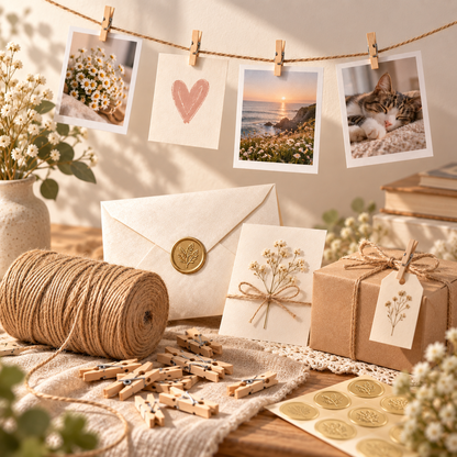 Mini Wood Clothespin & Jute Twine Photo Display Kit