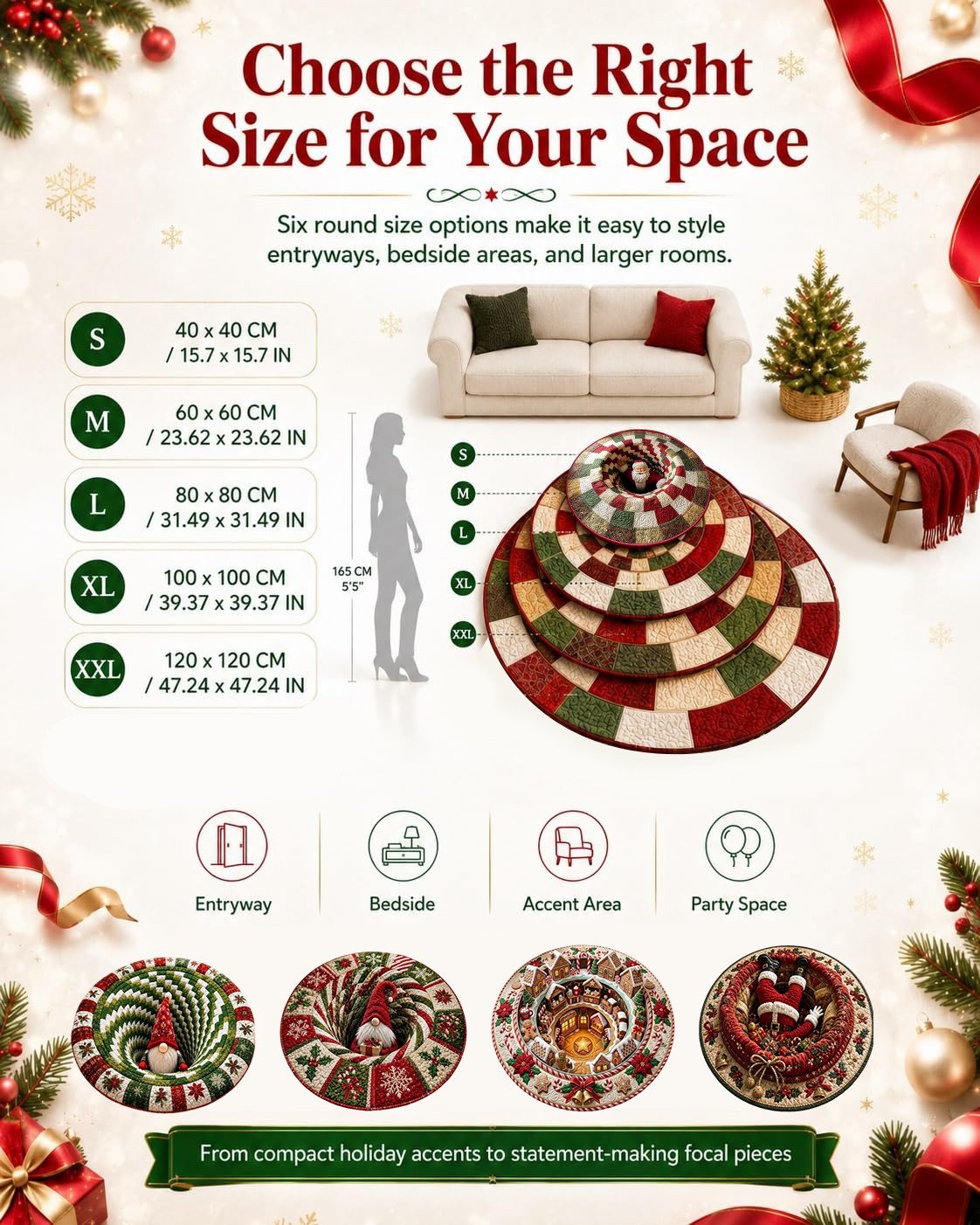 3D Optical Illusion Rug – Holiday Floor Decor