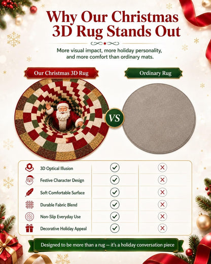 3D Optical Illusion Rug – Holiday Floor Decor