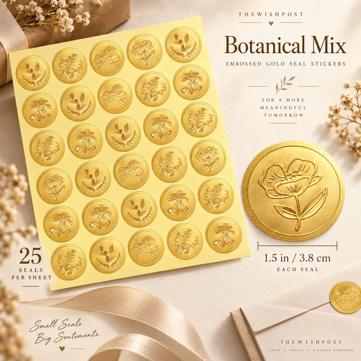 Embossed Gold Seal Stickers – Elegant Finishing Touches for Cards & Gifts