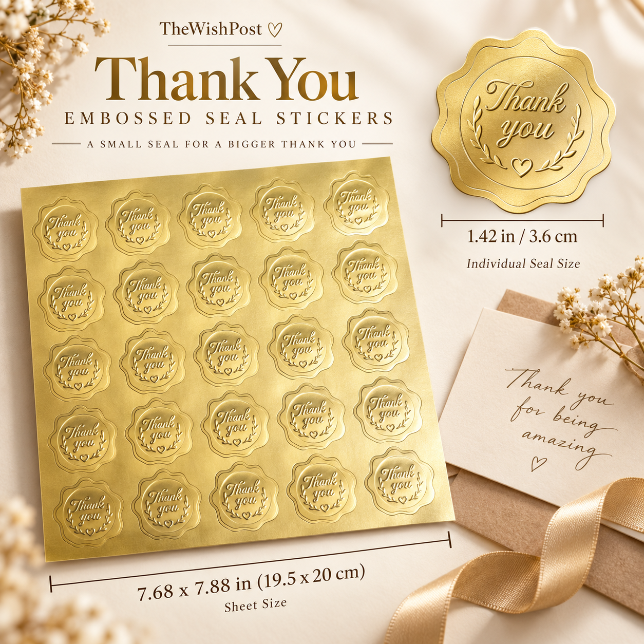 Embossed Gold Seal Stickers – Elegant Finishing Touches for Cards & Gifts