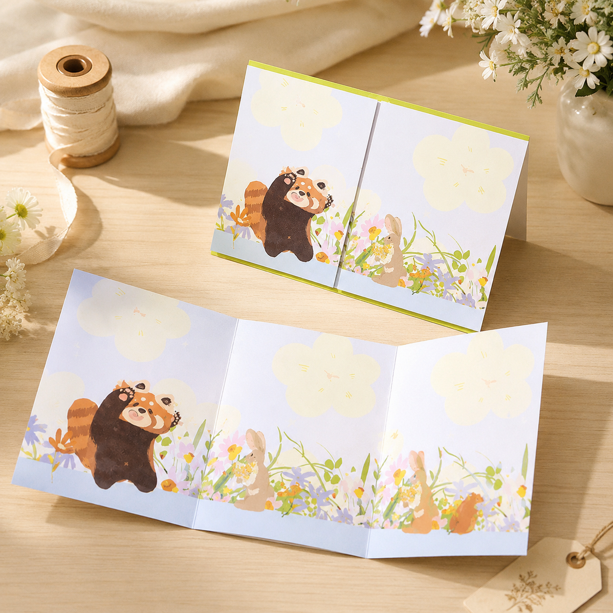 Interactive Accordion-Fold Greeting Card – Illustrated Surprise Card