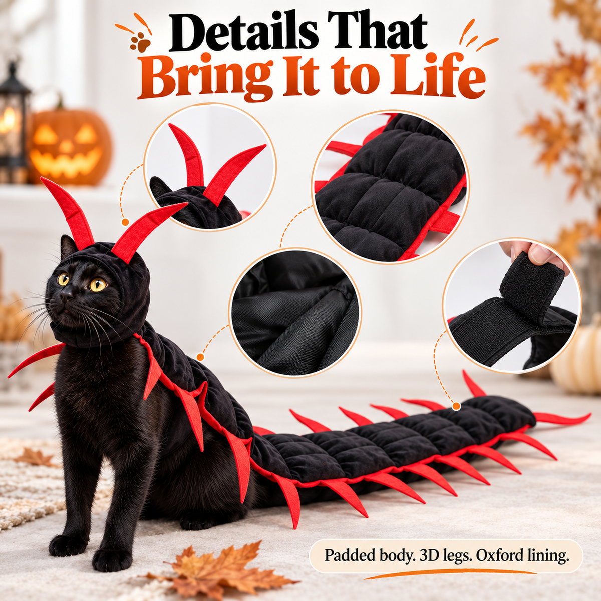 Creepy Centipede Pet Costume - Funny Halloween Outfit for Pets