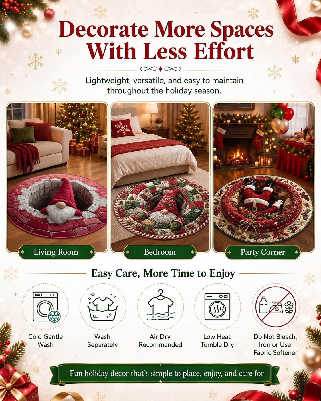 3D Optical Illusion Rug – Holiday Floor Decor