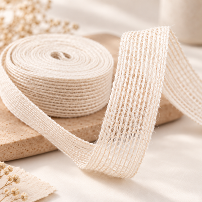 Natural Woven Gift Ribbon – Textured Linen-Style Ribbon for Gift Wrapping & Paper Crafts