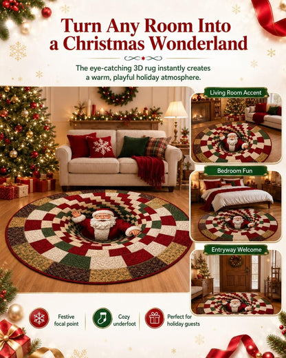 3D Optical Illusion Rug – Holiday Floor Decor