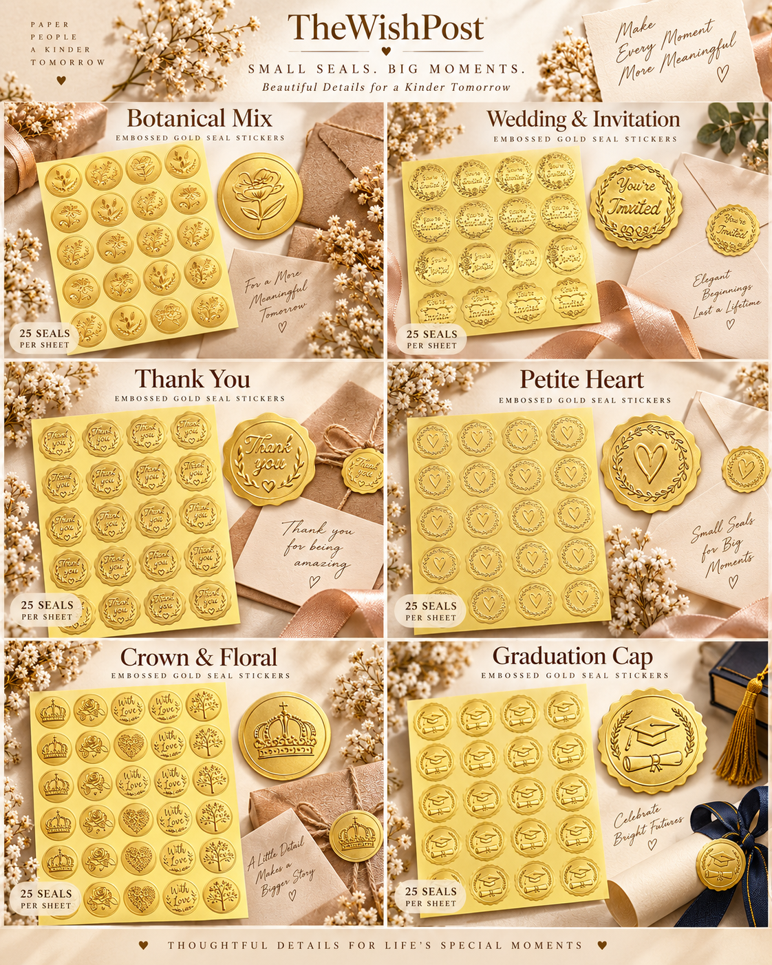 Embossed Gold Seal Stickers – Elegant Finishing Touches for Cards & Gifts