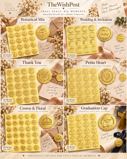 Embossed Gold Seal Stickers – Elegant Finishing Touches for Cards & Gifts