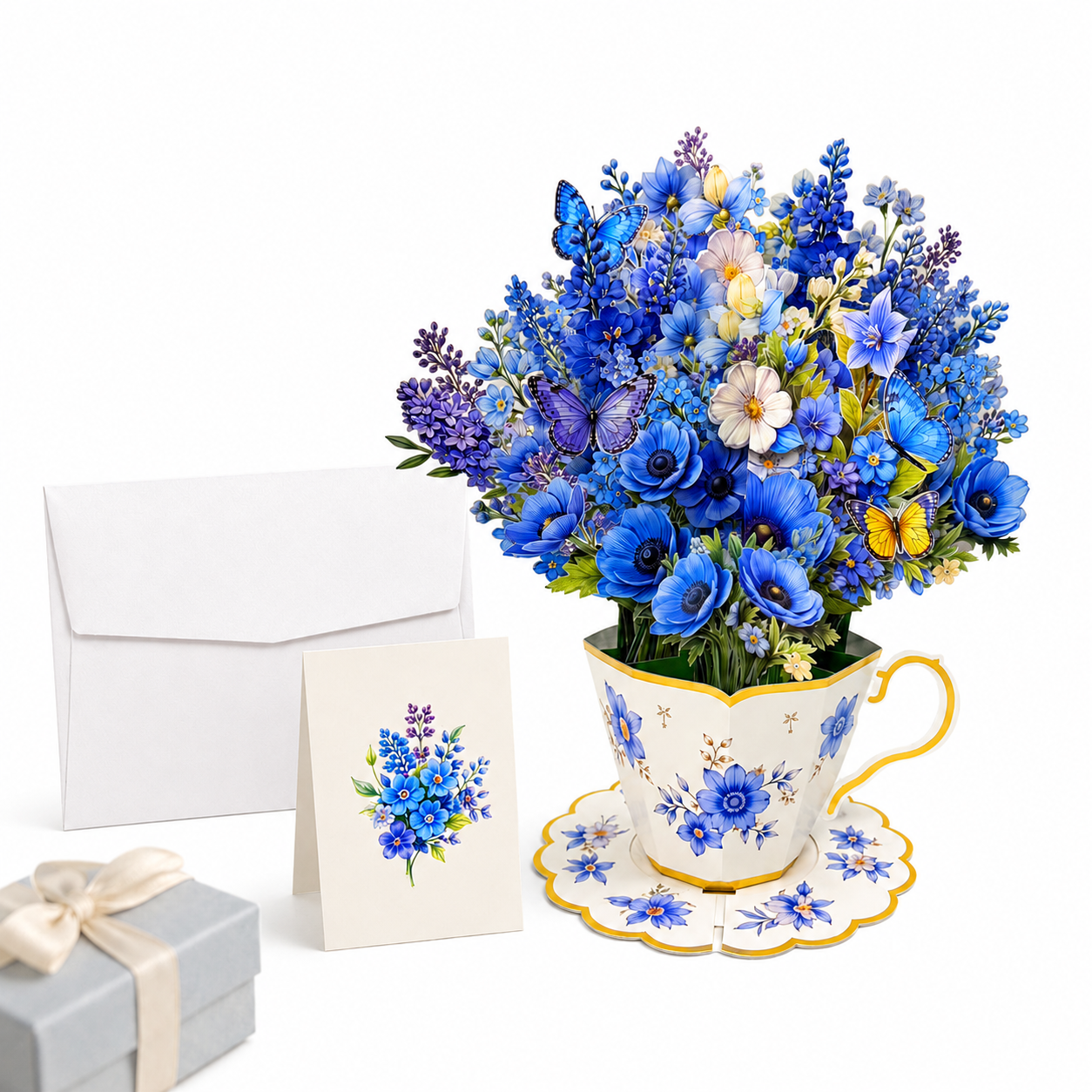 3D Pop-Up Teacup Flower Greeting Card Set