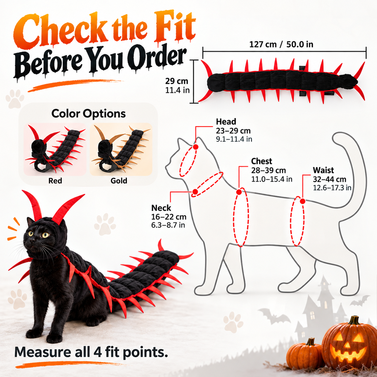 Creepy Centipede Pet Costume - Funny Halloween Outfit for Pets