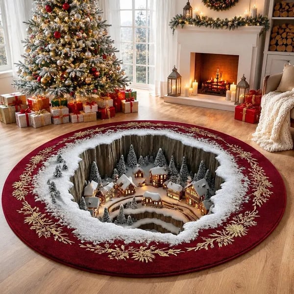 🎃🎄 3D Illusion Holiday Rug – Spooky Halloween & Christmas Magic for Your Home
