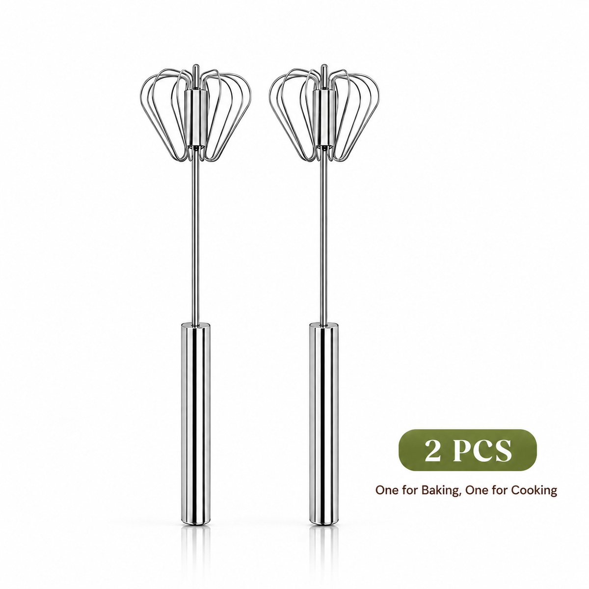 Whisk Faster. Skip the Wrist Work-Stainless Steel Semi-Automatic Whisk