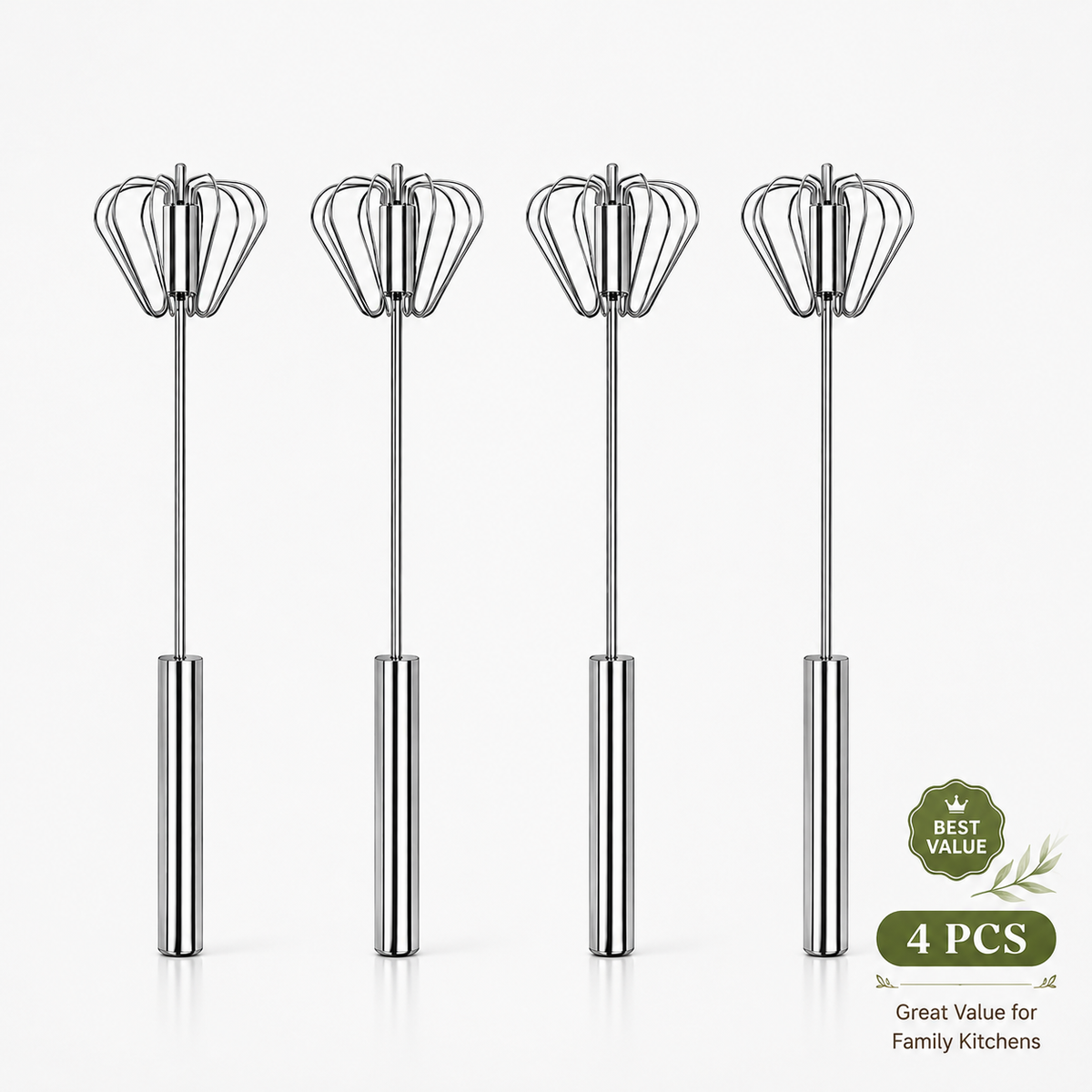 Whisk Faster. Skip the Wrist Work-Stainless Steel Semi-Automatic Whisk