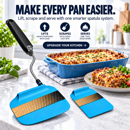 7-Position Adjustable Spatula – 2-in-1 Interchangeable Serving & Scraping Tool