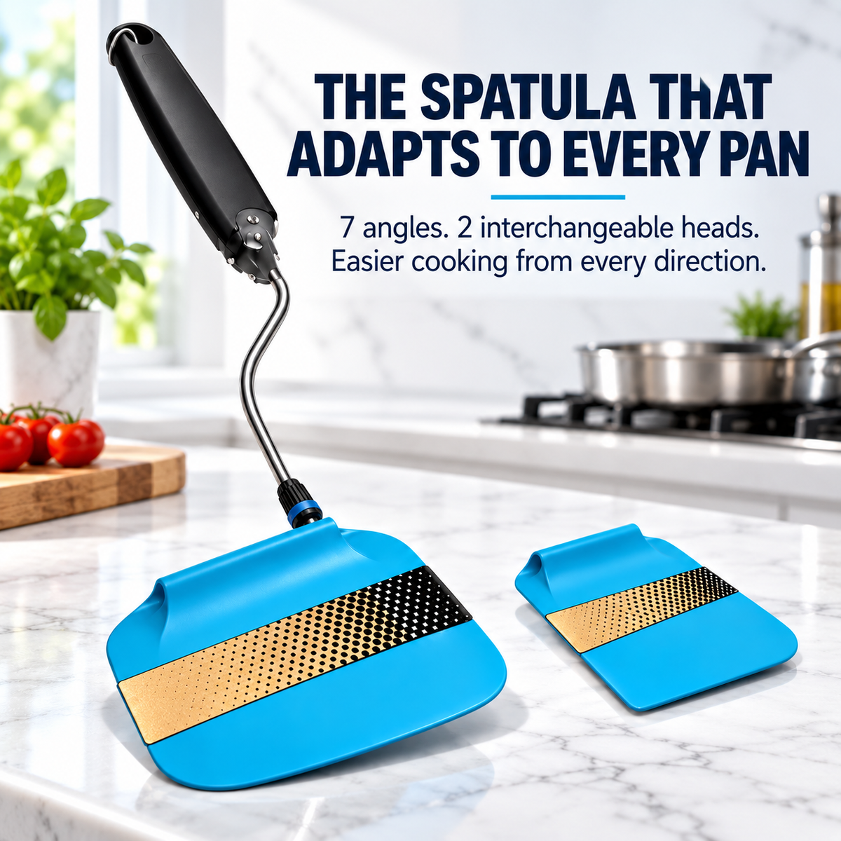 7-Position Adjustable Spatula – 2-in-1 Interchangeable Serving & Scraping Tool