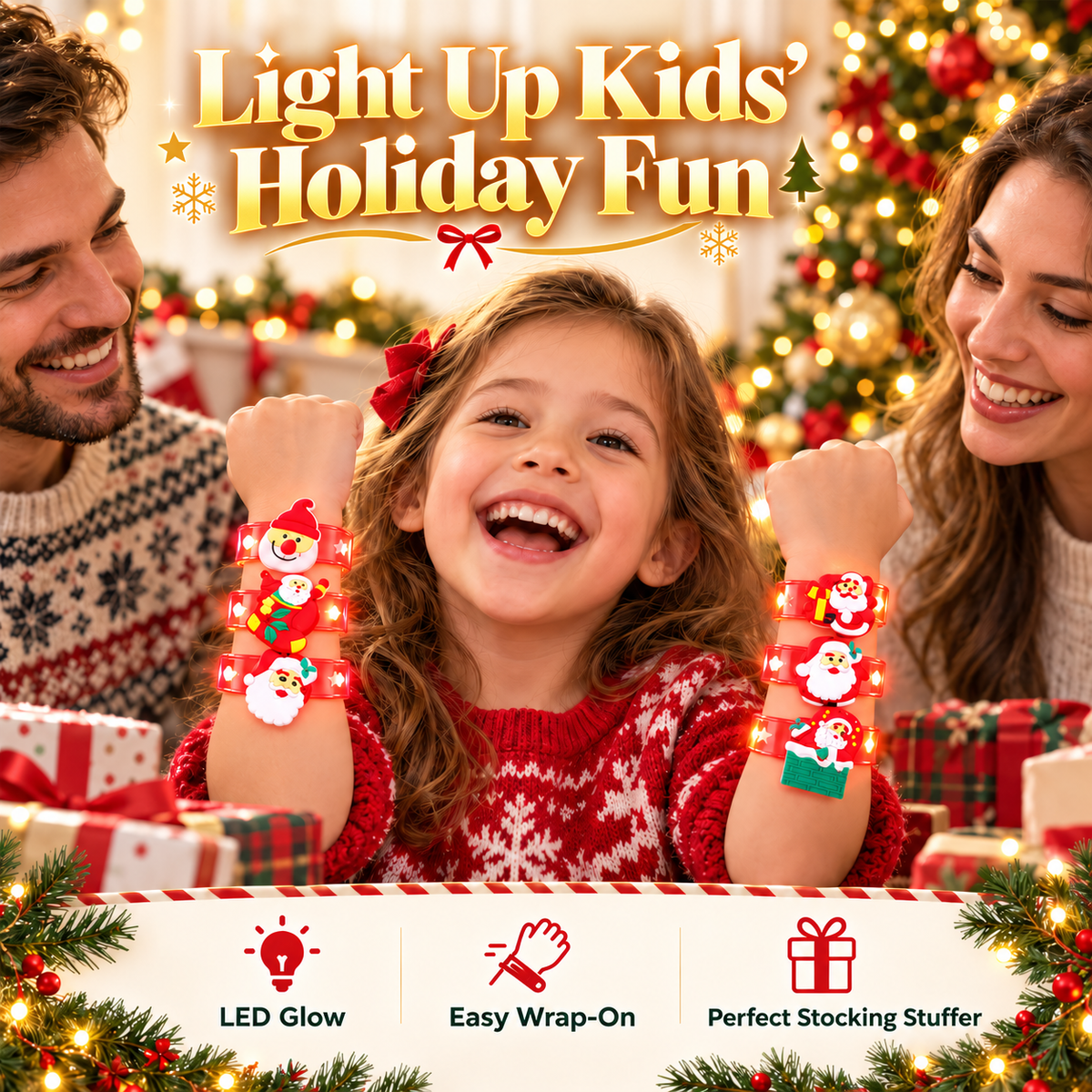 Kids Christmas LED Glow Bracelets — Light Up Their Holiday Fun