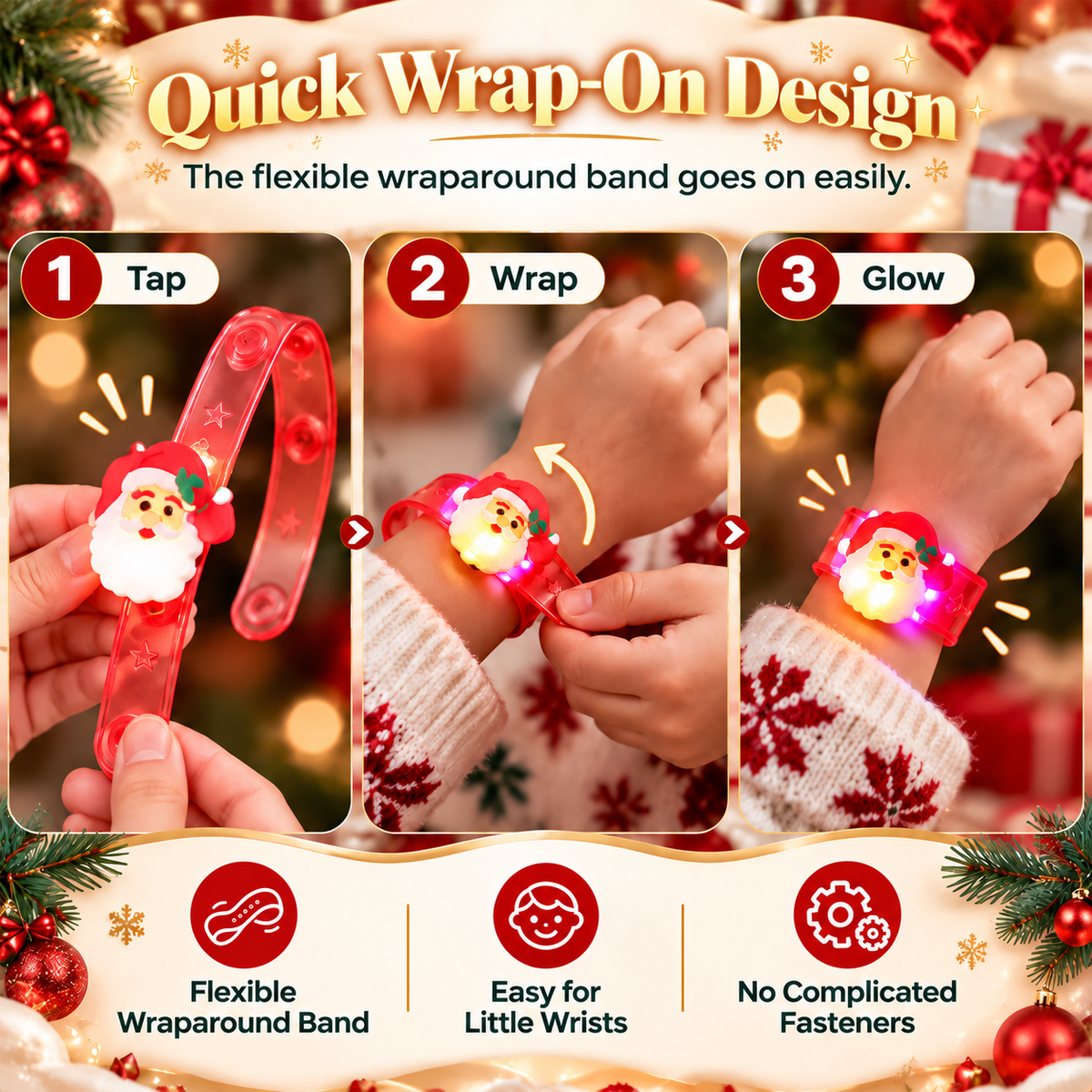 Kids Christmas LED Glow Bracelets — Light Up Their Holiday Fun