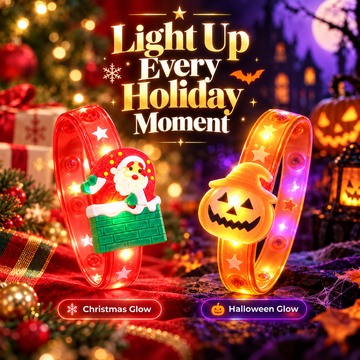 Kids Christmas LED Glow Bracelets — Light Up Their Holiday Fun
