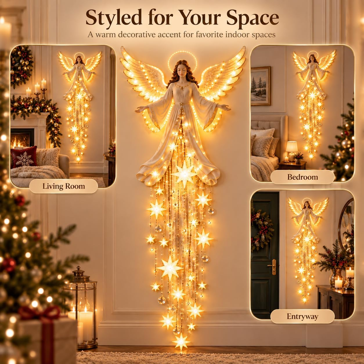 Make Any Wall Feel Like Christmas-Angel Blessing Starfall LED Wall Light