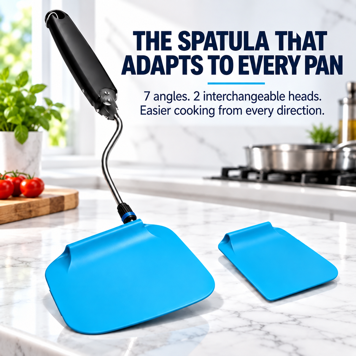 7-Position Adjustable Spatula – 2-in-1 Interchangeable Serving & Scraping Tool