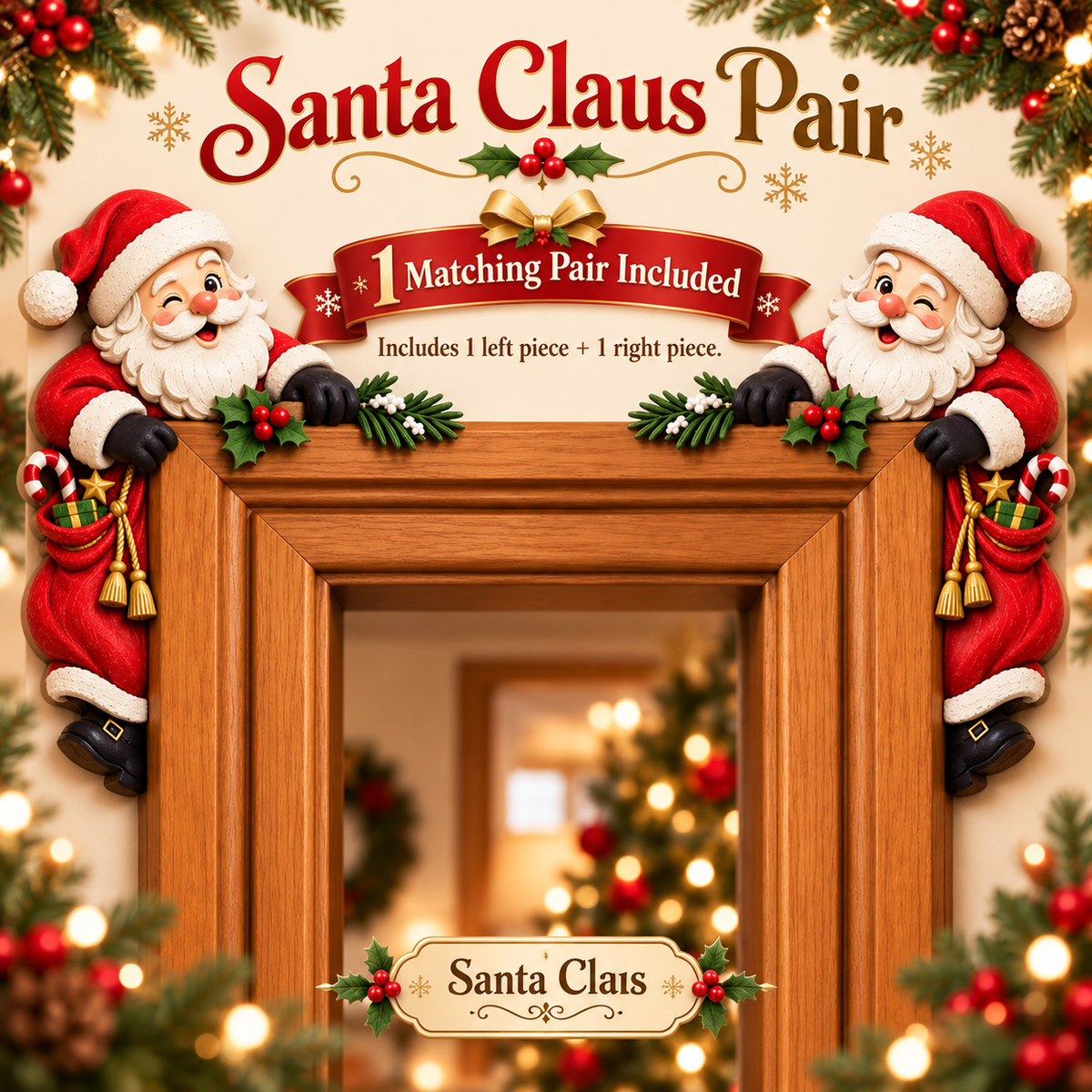 Christmas Peekaboo Door Frame Corner Decor