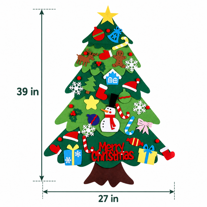 Kids' DIY Felt Christmas Tree – 32 Reusable Ornaments & LED Lights