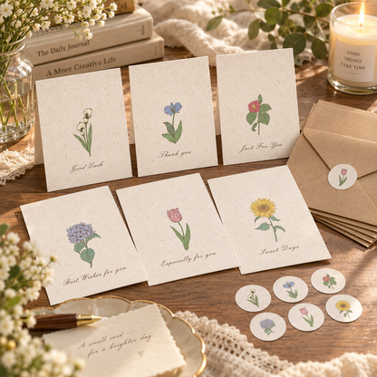 Botanical Wishes Greeting Card Set with Envelopes & Seals