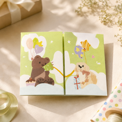 Interactive Accordion-Fold Greeting Card – Illustrated Surprise Card