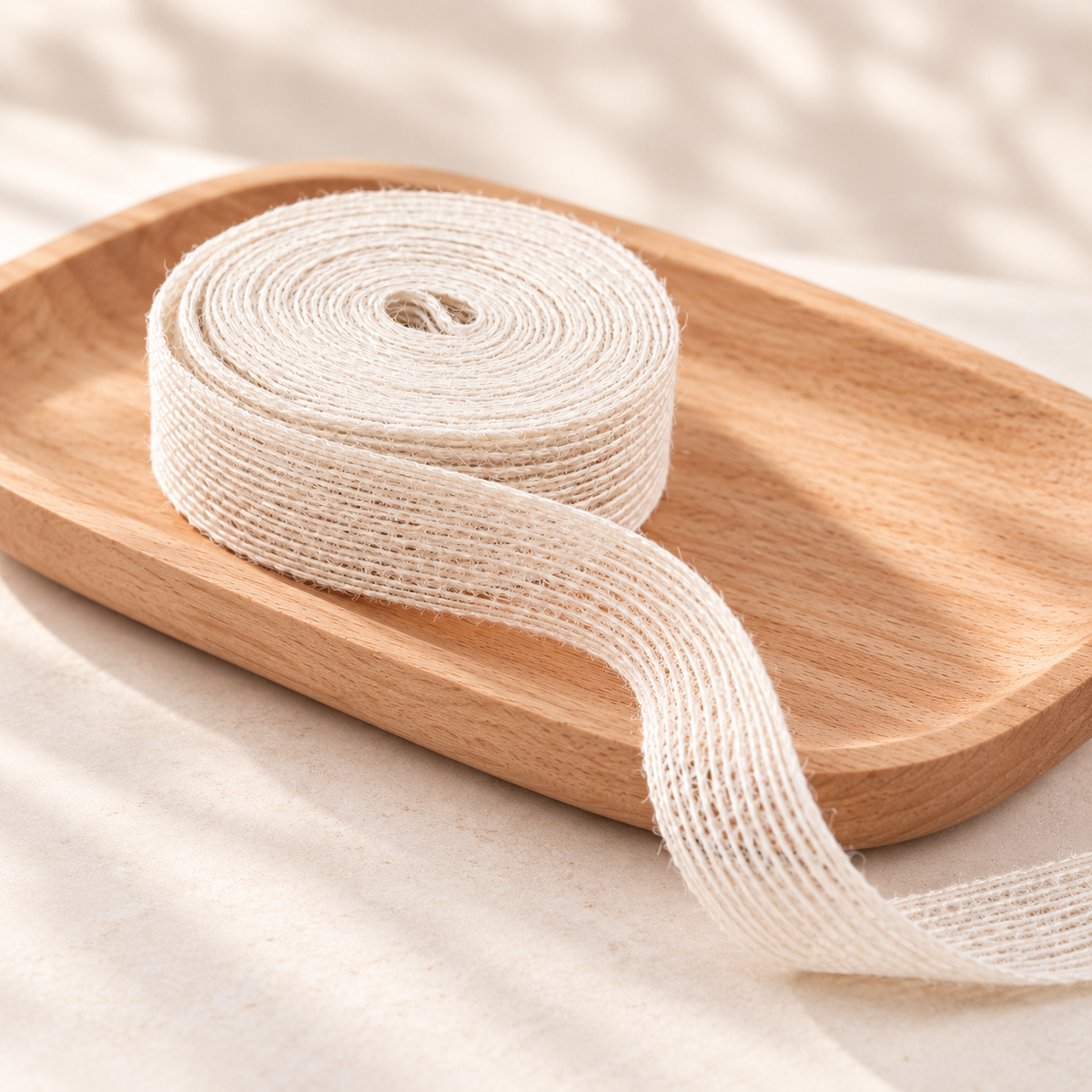 Natural Woven Gift Ribbon – Textured Linen-Style Ribbon for Gift Wrapping & Paper Crafts