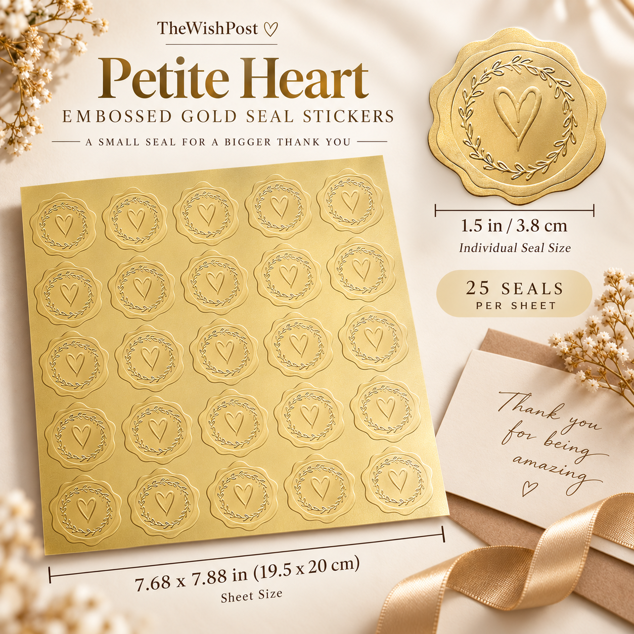 Embossed Gold Seal Stickers – Elegant Finishing Touches for Cards & Gifts